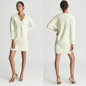 NWT Reiss Ava Elevated Day Knit Dress in Cream Sweater Mini